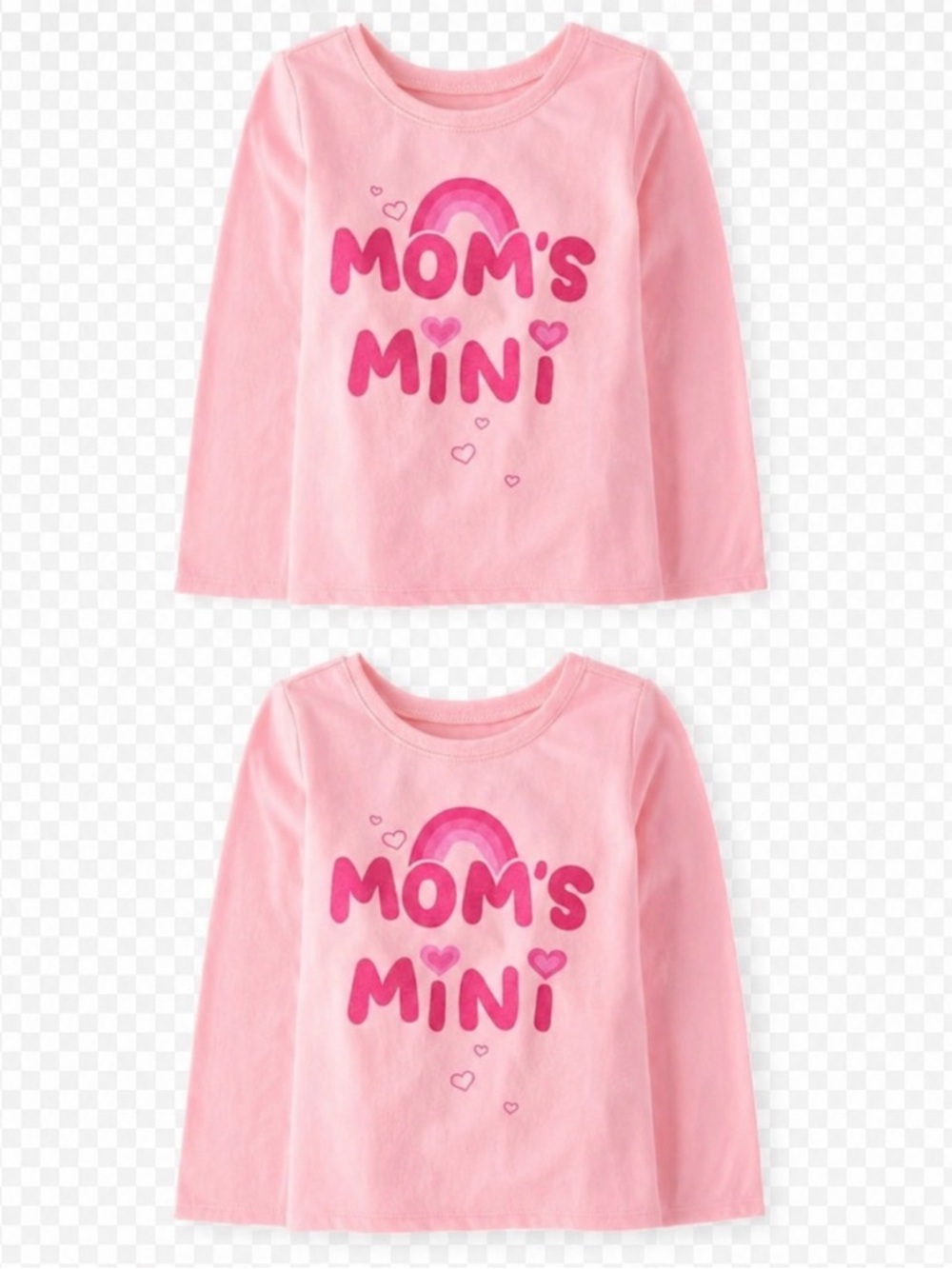 (2 qty) “Mom's Mini" Long Sleeve Tee Pink Size 3T The Children’s Place